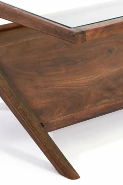WoonMax Salontafel 112x70x41 cm YUKI acacia hout donker bruin+glas Online