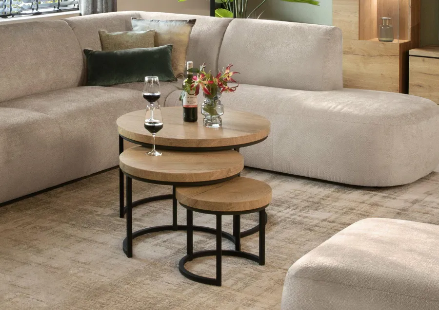 WoonMax Set van 3 salontafels Hugo met stalen onderstel Sale