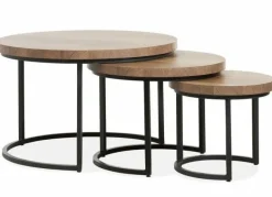 WoonMax Set van 3 salontafels Hugo met stalen onderstel Sale