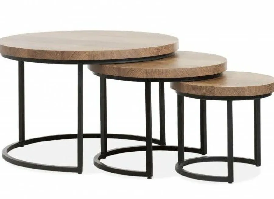WoonMax Set van 3 salontafels Hugo met stalen onderstel Sale