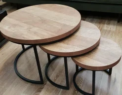 WoonMax Set van 3 salontafels Hugo met stalen onderstel Sale