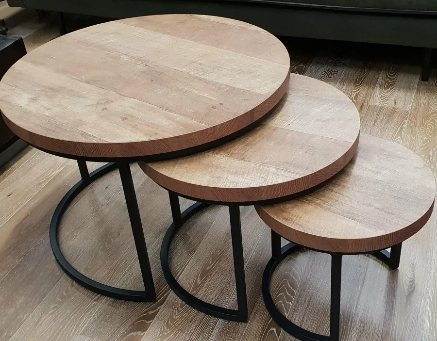 WoonMax Set van 3 salontafels Hugo met stalen onderstel Sale