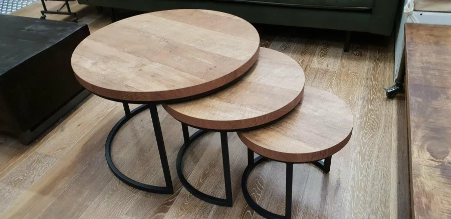 WoonMax Set van 3 salontafels Hugo met stalen onderstel Sale