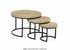 WoonMax Set van 3 salontafels Hugo met stalen onderstel Sale
