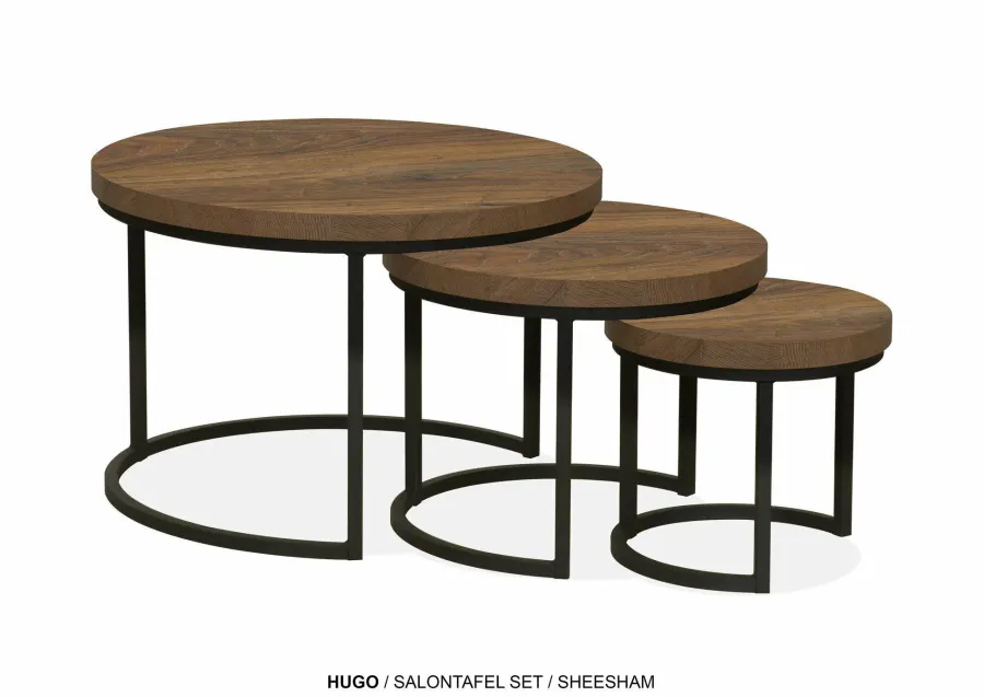 WoonMax Set van 3 salontafels Hugo met stalen onderstel Sale