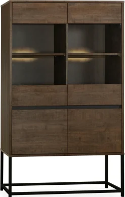 WoonMax Showroommodel - Milltown Vitrinekast met 2 glazen deuren - 116 cm - incl led Hot