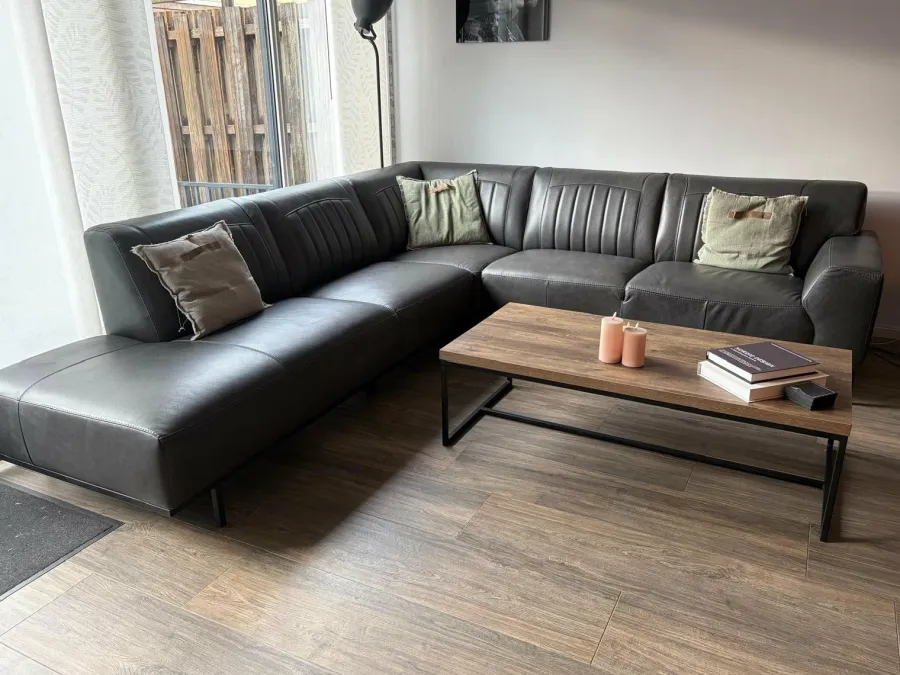 WoonMax Showroommodel Lederen Hoekbank Power B2 antraciet Clearance