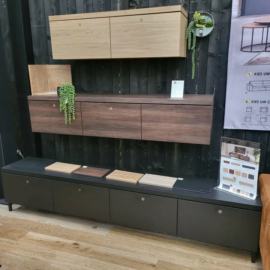 WoonMax Staand TV meubel Keswick - 240 cm Noir - Showroommodel Outlet