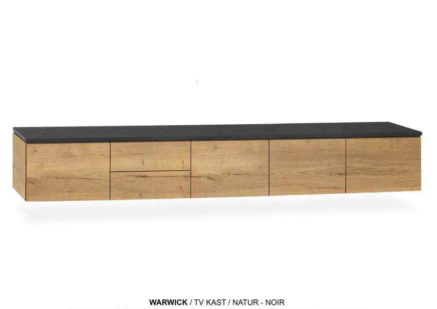 WoonMax TV meubel Warwick - 100, 150, 200 en 250 cm - laag model - hangend of staand Outlet