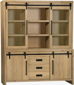 WoonMax Vitrinekast Cottage Natur 180 cm New