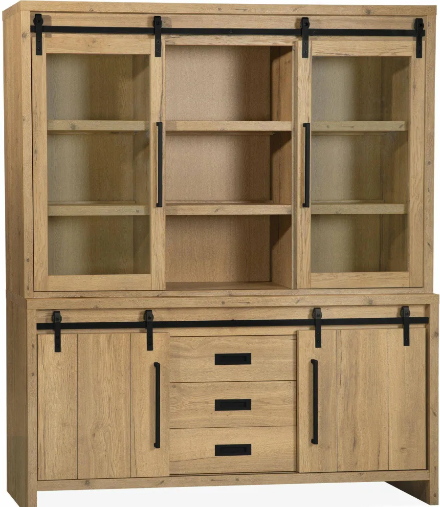 WoonMax Vitrinekast Cottage Natur 180 cm New