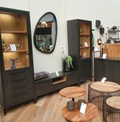 WoonMax Vitrinekast Gamma 1 deur glas en 1 deur - Showroommodel Clearance