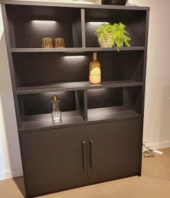 WoonMax Wandkast Broadway 2 deurs - Noir inclusief verlichting Sale