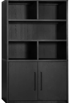 WoonMax Wandkast Broadway 2 deurs - Noir inclusief verlichting Sale