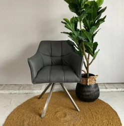 WoonStijl Armstoel grid draaibaar RVS Buffelo zwart Hot
