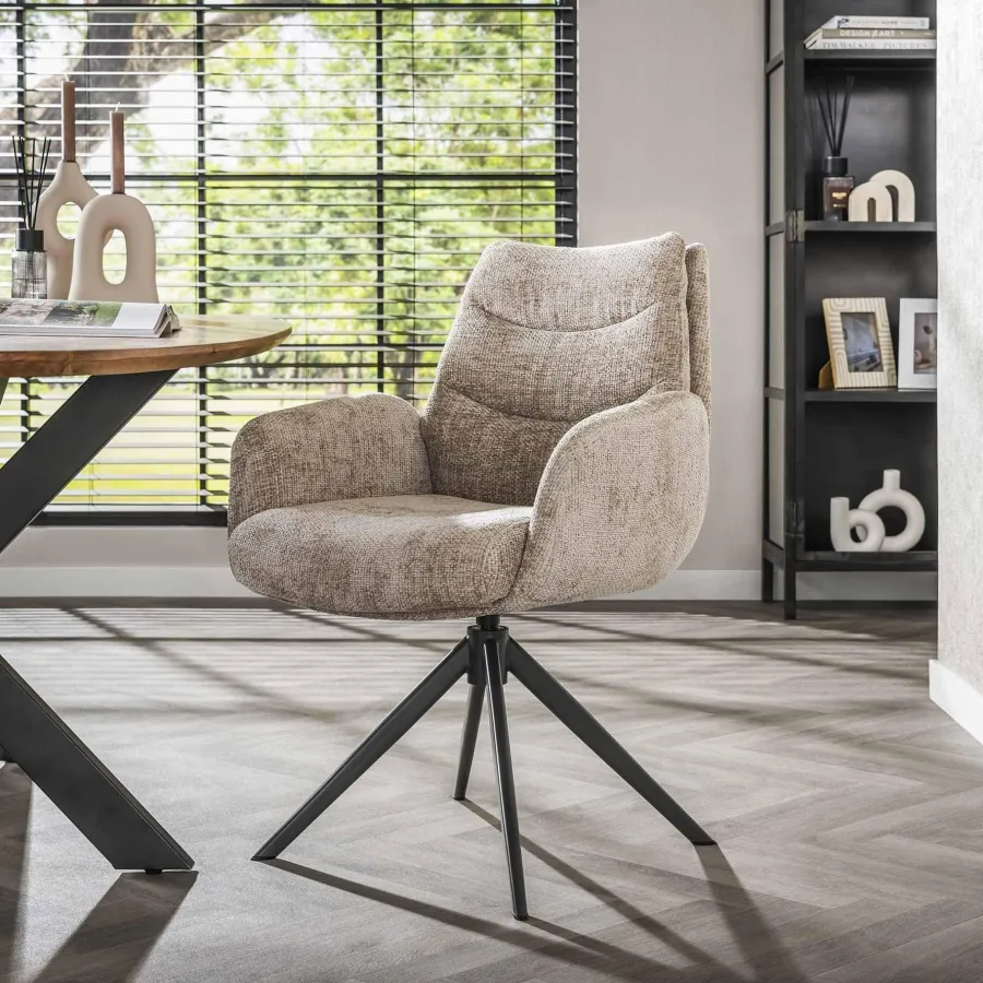 WoonStijl Armstoel lounge Rich zandkleur