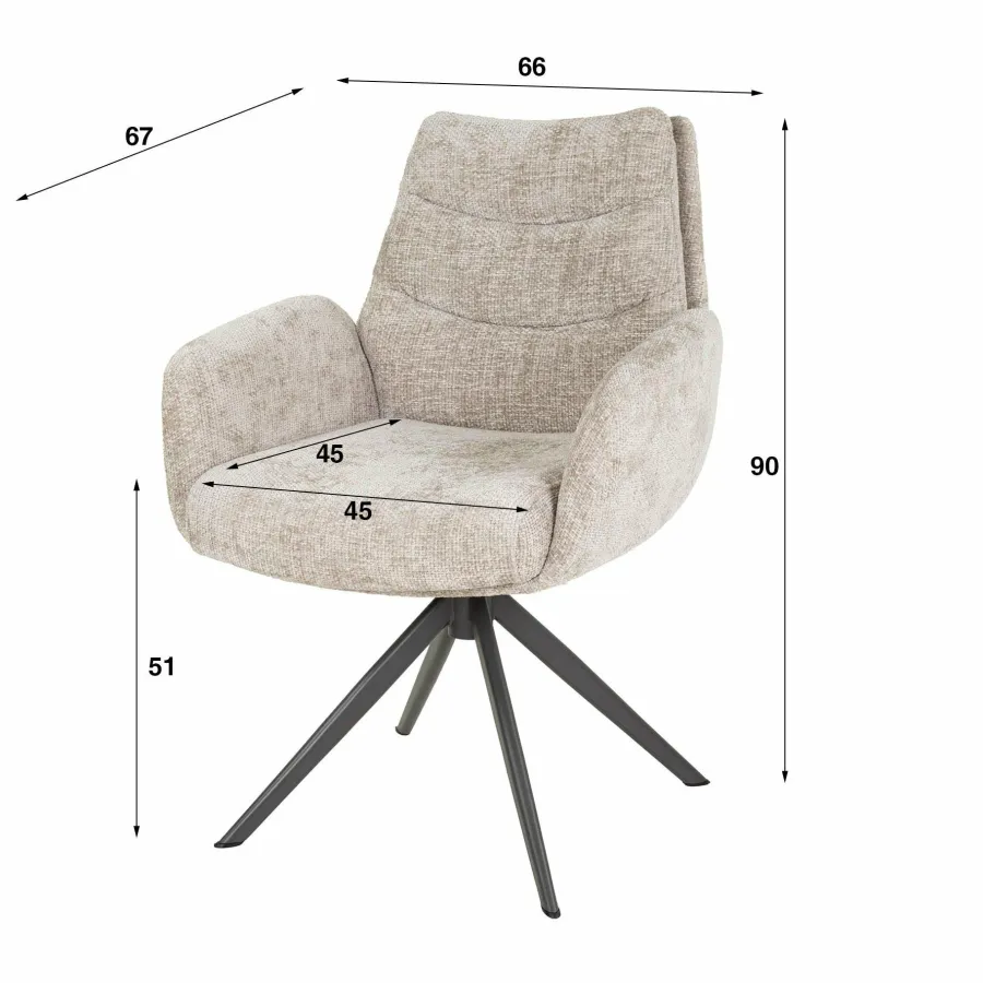 WoonStijl Armstoel lounge Rich zandkleur