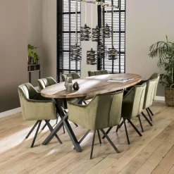 WoonStijl Armstoel raster draaibaar velvet groen Outlet