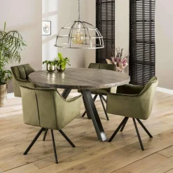 WoonStijl Armstoel raster draaibaar velvet groen Outlet