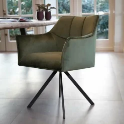 WoonStijl Armstoel raster draaibaar velvet groen Outlet