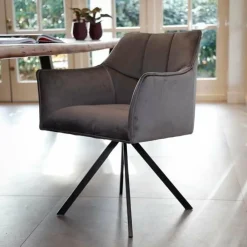 WoonStijl Armstoel raster draaibaar velvet antraciet Online