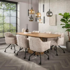 WoonStijl Armstoel Raster wieltjes Hoven zand Outlet