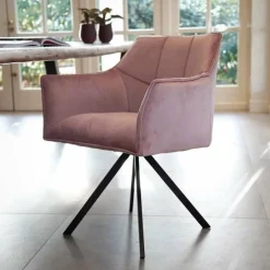 WoonStijl Armstoel raster draaibaar velvet roze Online