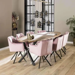 WoonStijl Armstoel raster draaibaar velvet roze Online