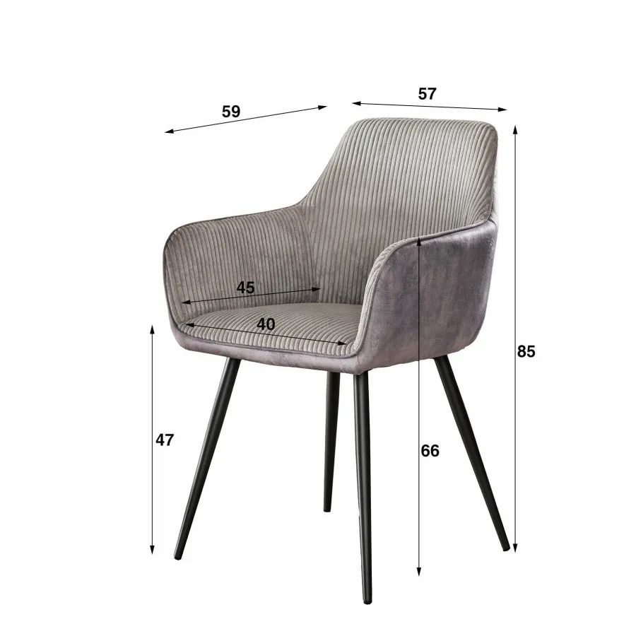 WoonStijl Armstoel Rib Zilverkleurig mix Clearance