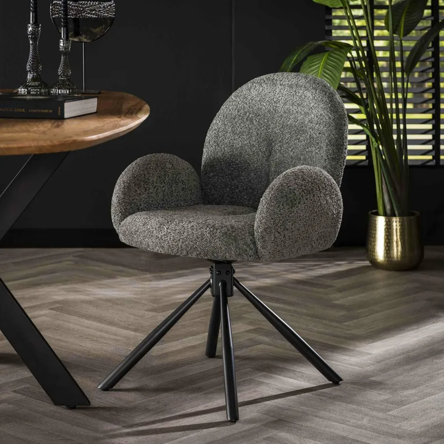 WoonStijl Armstoel rondo Boucle grijs Outlet
