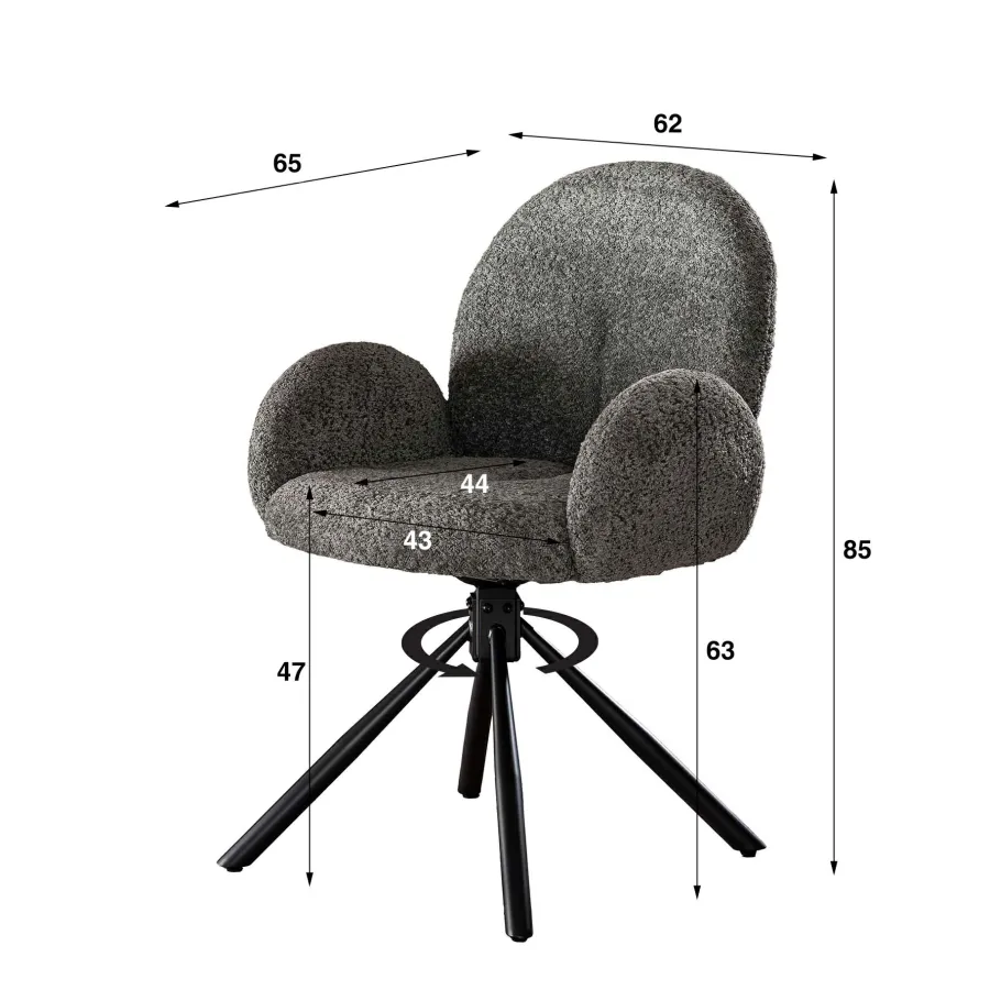 WoonStijl Armstoel rondo Boucle grijs Outlet