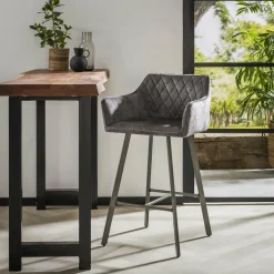 WoonStijl Barstoel armleuning Grijs Velours Outlet