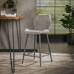WoonStijl Barstoel boucle lendesteun grijs Sale