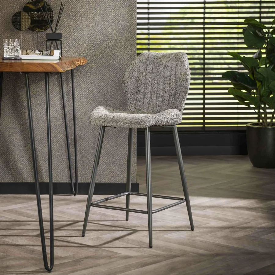 WoonStijl Barstoel boucle lendesteun grijs Sale
