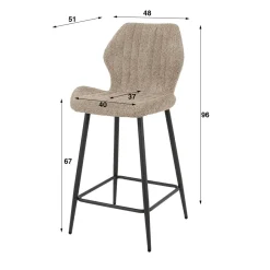 WoonStijl Barstoel boucle lendesteun grijs Sale