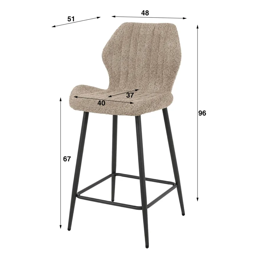 WoonStijl Barstoel boucle lendesteun grijs Sale