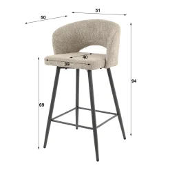 WoonStijl Barstoel boucle salon boucle zandkleur Online