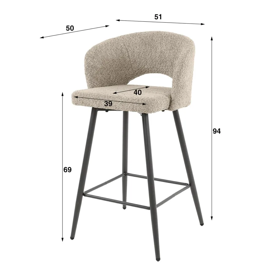 WoonStijl Barstoel boucle salon boucle zandkleur Online