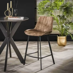 WoonStijl Barstoel brede zit velvet champagne Online