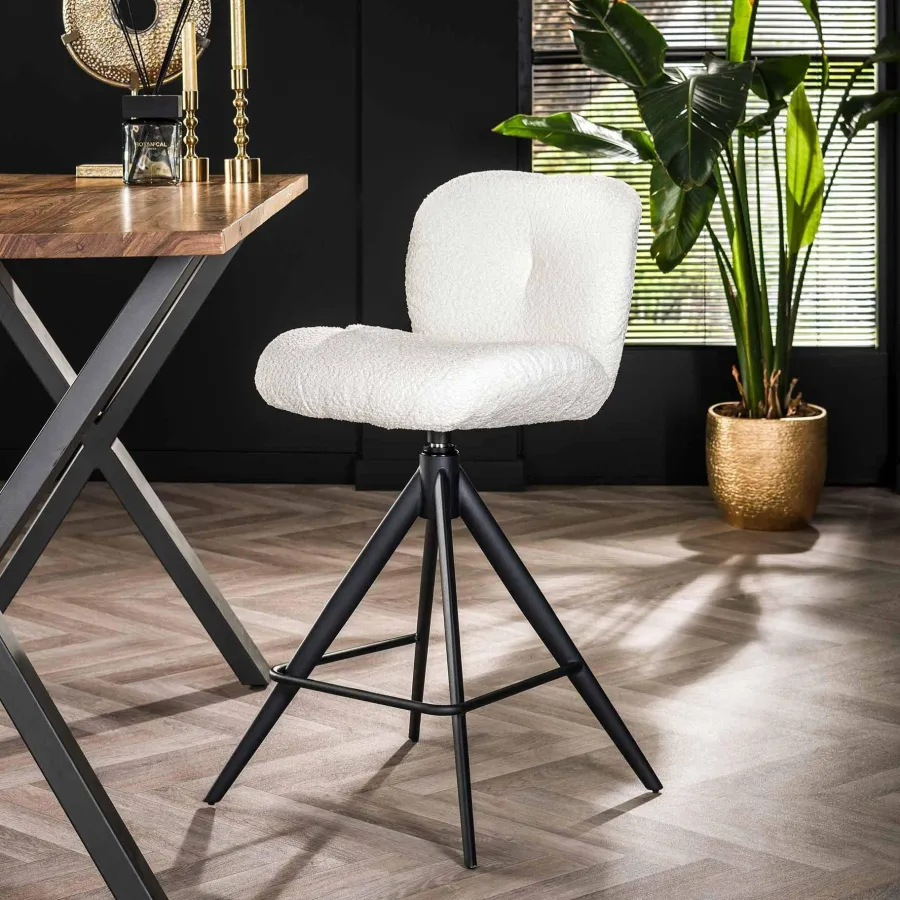 WoonStijl Barstoel Comfort draaibaar Boucle Wit Best