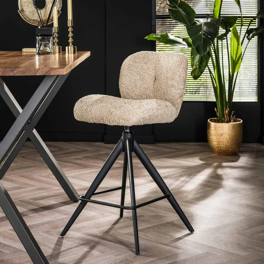 WoonStijl Barstoel Comfort draaibaar Boucle Zand Online