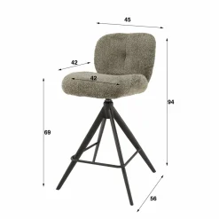 WoonStijl Barstoel Comfort draaibaar Boucle Wit Clearance
