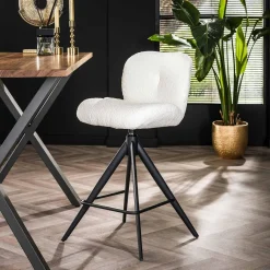 WoonStijl Barstoel Comfort draaibaar Boucle Wit Clearance