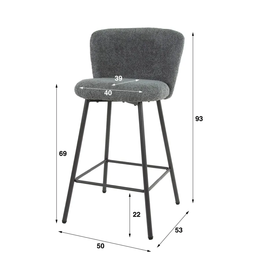 WoonStijl Barstoel Curve Boucle wit Discount