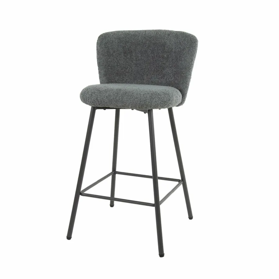 WoonStijl Barstoel Curve Boucle grijs Best