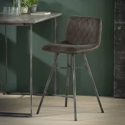 WoonStijl Barstoel diamond platte buis VPE4 / Antraciet velours Outlet