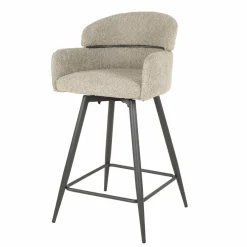 WoonStijl Barstoel draaibaar boucle ronde rug zand Hot