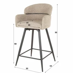 WoonStijl Barstoel draaibaar boucle ronde rug zand Hot