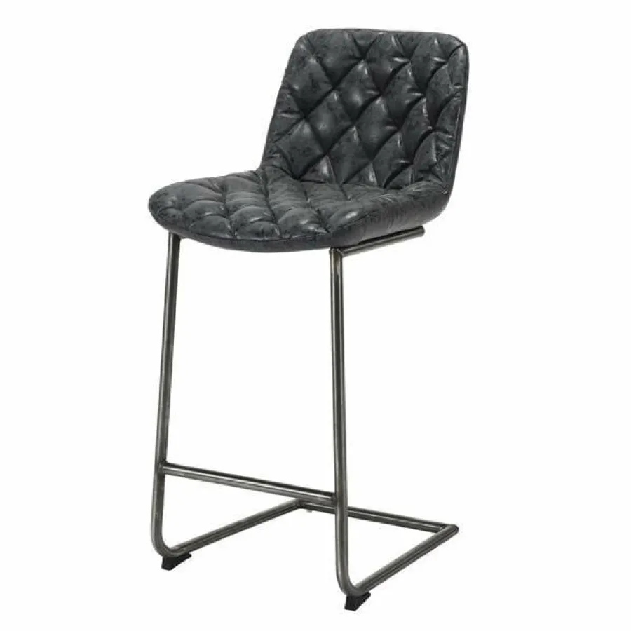 WoonStijl Barstoel grid sledepoot Wax PU zwart Outlet