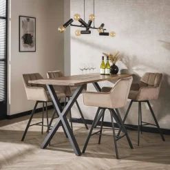 WoonStijl Barstoel Raster draaibaar Champagne velvet Hot